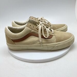 Vans Old Skool Mens 8.5 Beige Athletic Skate Walking Suede Shoes Sneakers 508357